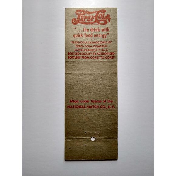 Pepsi Cola Matchbook Cover Walt Disney 1940's No 9 Lion Tiger Coast Artillery - Picture 2 of 2